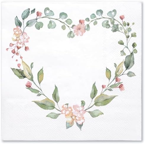 WRAPAHOLIC 50Pcs Floral Heart Napkins 65x65 In