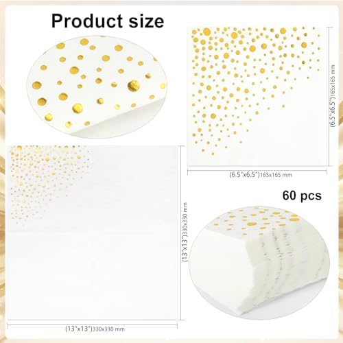 Gold Foil Party Napkins 60 Pieces 33x33cm