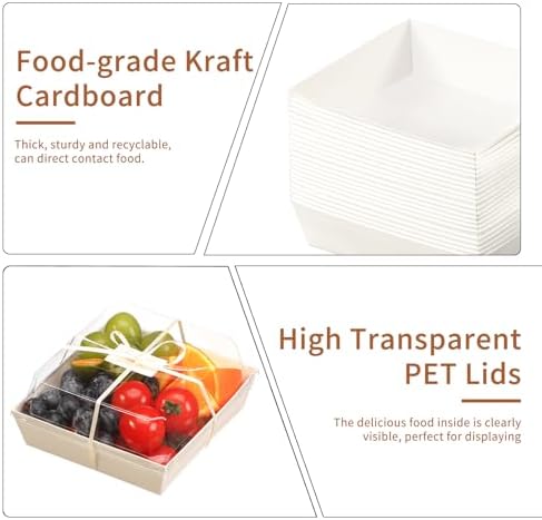 50 Pack Small Charcuterie Boxes with Clear Lids and Sporks
