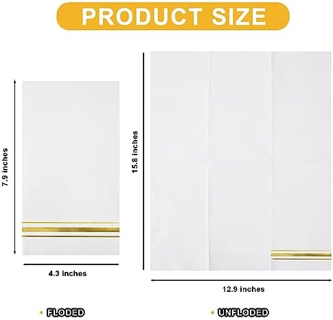 100 Gold Trim Lined Paper Napkins Elegant Party Decor