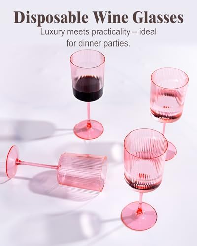 Ciaell 12 PCS Pink Plastic Wine Glasses with Stem