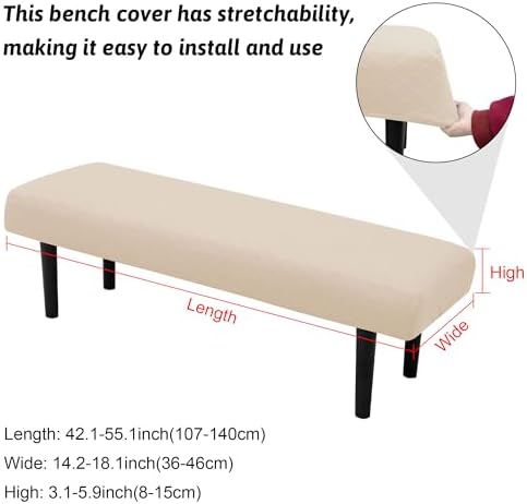 Stretch Bench Covers with Anti-Slip Strap and Jacquard Pattern Argyle Cream