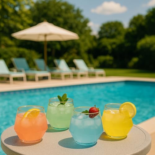 40 Diamond-Shaped Plastic Stemless Glasses 12 Ounce