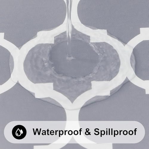 Smiry Round Tablecloth Waterproof Wipeable Grey White