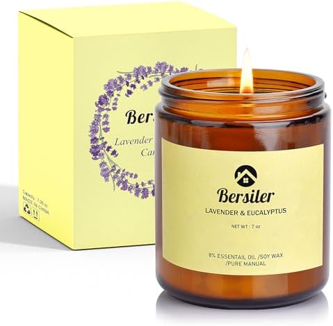 Bersiler 7OZ Lavender Eucalyptus Soy Wax Candles