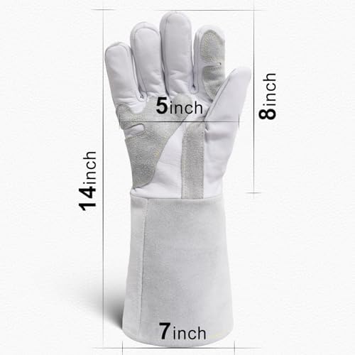 Heat Resistant Goatskin Welding Gloves for BBQ Oven Grill Fireplace Tig Mig