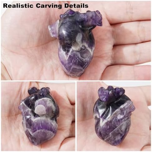 MiyouLuna 217 Inch Amethyst Heart Crystal Sculpture