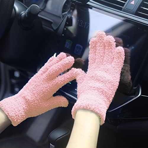Evridwear Microfiber Dusting Gloves 2 Pairs Blue Pink
