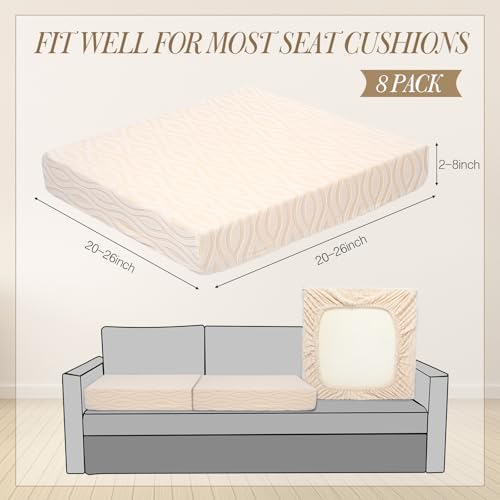 Newwiee 8Pcs Stretch Cushion Covers for Outdoor Patio Furniture Replacement