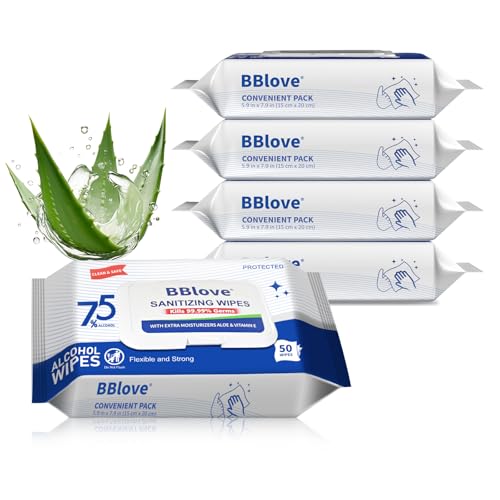 75 Alcohol Sanitizer Wipes with Aloe Vera 200 Count x 4 Packs