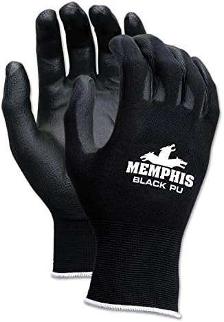 Memphis Glove 9673L Foam Nitrile Gloves Large Black Gray Pack of 12