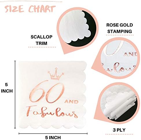 60 and Fabulous Cocktail Napkins Rose Gold