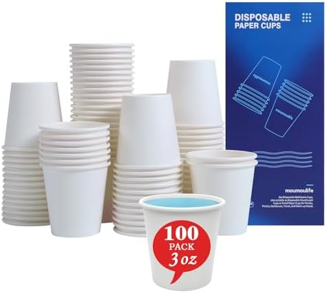 100 Count 3oz Disposable Paper Cups for Bathroom Use