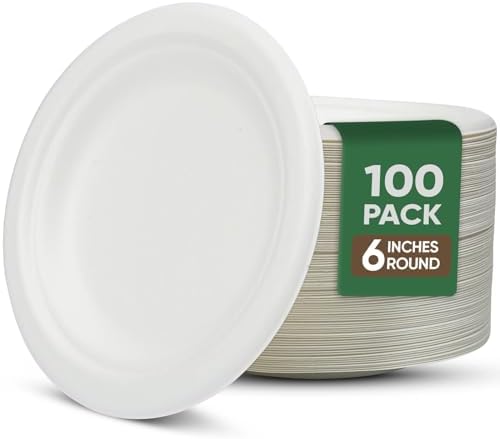 TaidMiao 100 Pack 6 Inch White Paper Plates