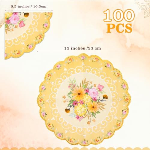 Floral Tea Party Napkins 100pcs Scalloped Decor