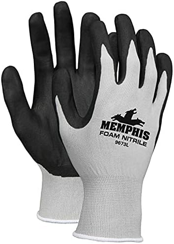 Memphis 9673L Foam Nitrile Gloves Gray Black Dozen