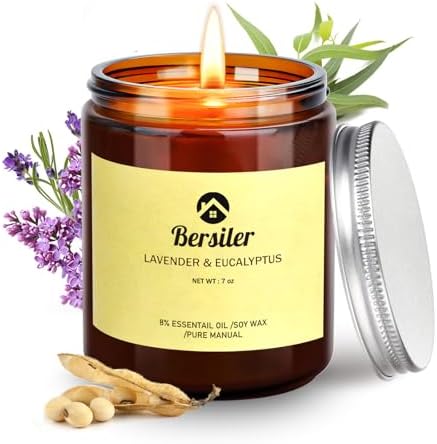 Bersiler 7OZ Lavender Eucalyptus Soy Wax Candles