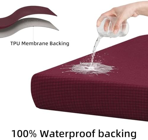 8Pcs Stretch Wine Red Patio Cushion Covers