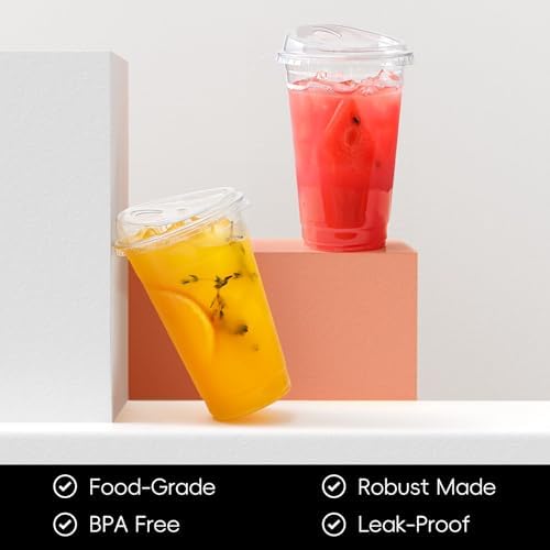 AOZITA 100 Pack Clear 16 Oz Plastic Cups With Lids
