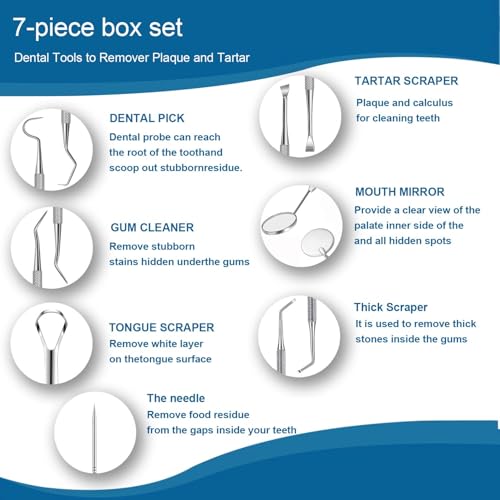 7pcs Dental Tools Kit with Case for Teeth Cleaning