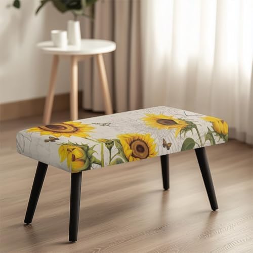 Sunflower Rectangle Bench Cushion Cover Dustproof and Washable