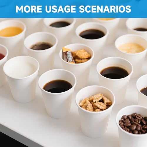 RACETOP 8 Oz 500 Pack Disposable Paper Coffee Cups