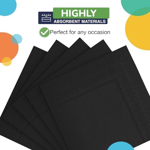 Black Paper Napkins Disposable 50 Pcs 2 Ply