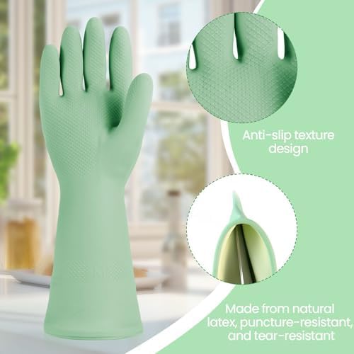 4 Pairs Reusable Rubber Cleaning Gloves for Kitchen and Household Use
