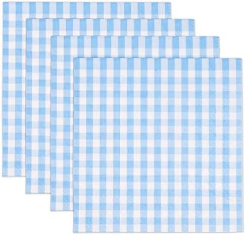 Gift Boutique 100 Blue and White Gingham Napkins