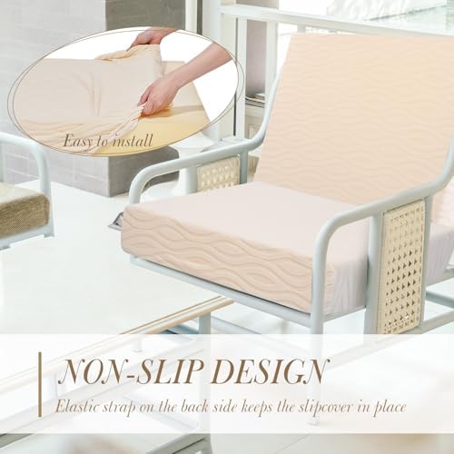 Newwiee 8Pcs Stretch Cushion Covers for Outdoor Patio Furniture Replacement