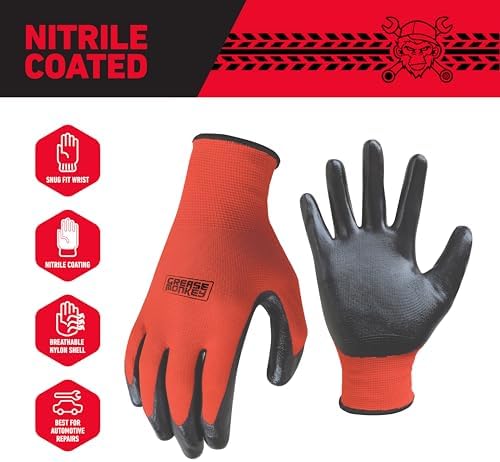 Grease Monkey General Purpose Nitrile Coated Work Gloves Large 180 Pack