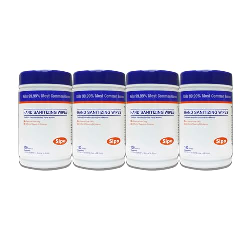 SIPA Hand Sanitizing Wipes 100 Count 4 Canisters