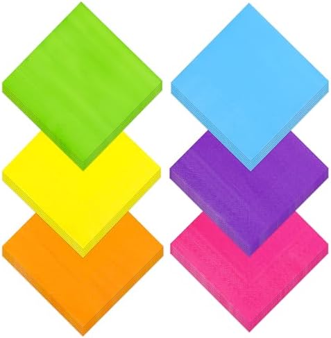 60 Pack Neon Lunch Dinner Napkins 65x65 Inch 2-Ply