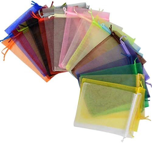Tojwi 50pcs Mix Color Organza Gift Bags