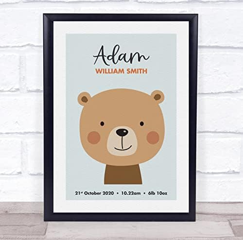 New Baby Birth Announcement Cute Bear Face Print