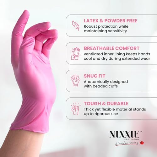 Disposable Pink Nitrile Gloves 4 MIL 1000 Pack Case Small S