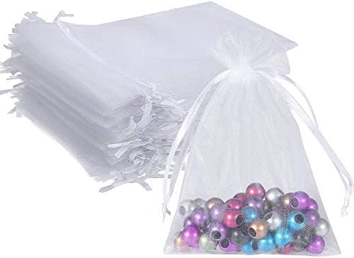 Wudygirl 100pcs 5x7 Inch White Organza Drawstring Gift Bags