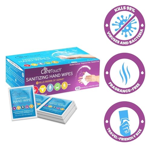 Care Touch Hand Sanitizer Wipes - 110 Pack Travel Size