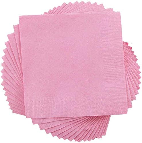 JAM Paper Small Beverage Napkins Baby Pink 50 Pack