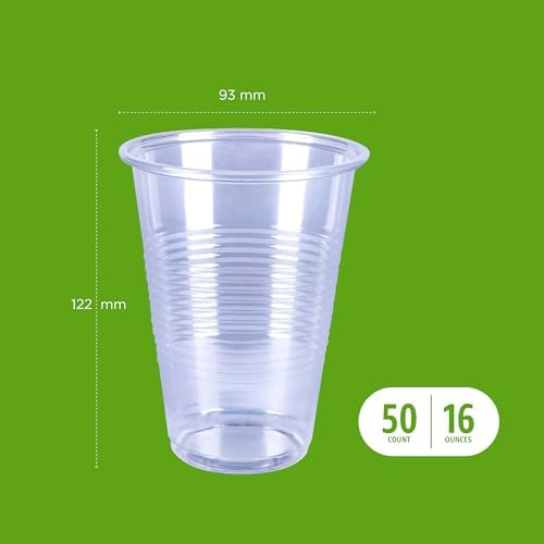 Amazon Basics 16oz Clear Plastic Cups 50 Count