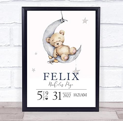 Birth Details Teddy Bear Keepsake Print Wall Art