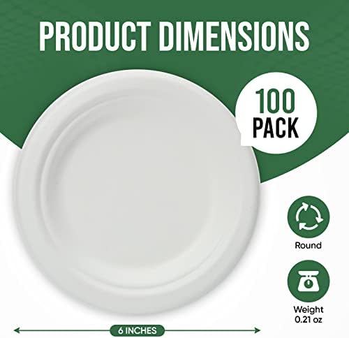 TaidMiao 100 Pack 6 Inch White Paper Plates