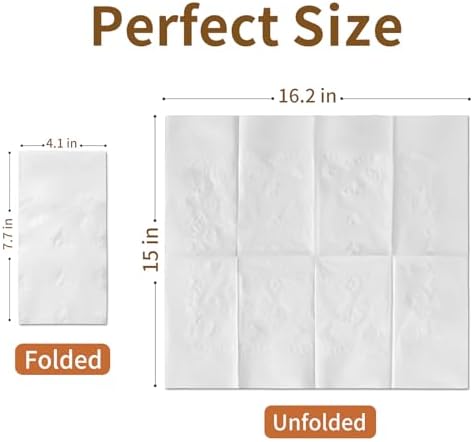 JOWLOT 2-Ply Disposable Napkins 300 Count White 162x15