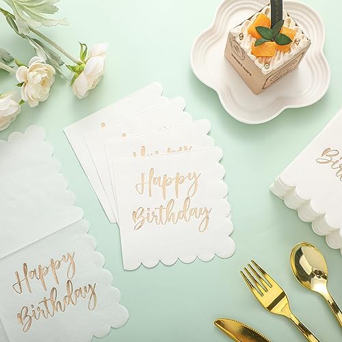 Qilery 100 Pack Happy Birthday Napkins 2 Ply