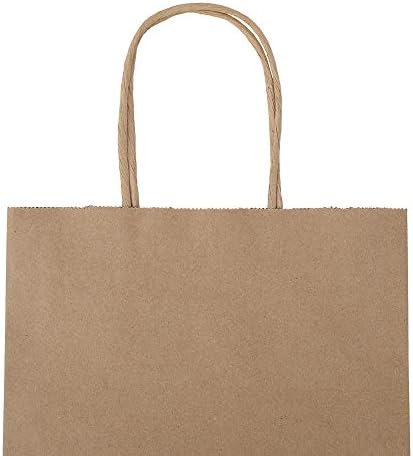 Bagmad 100 Pack 8x475x10 Inch Plain Kraft Paper Bags with Handles