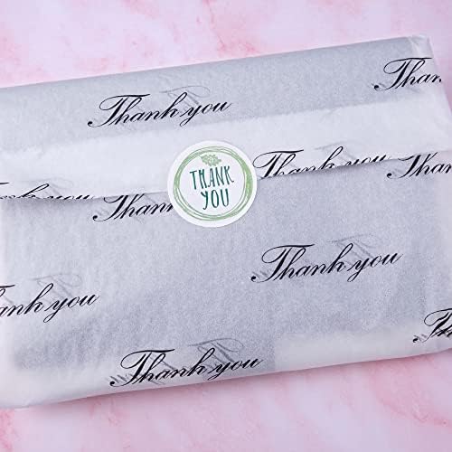 MR FIVE 100 Sheets Black Thank You Tissue Paper Bulk 20x14