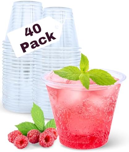 Aatriet 40 Pack 9 Oz Clear Plastic Cups for Parties and Events