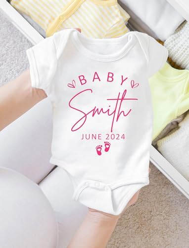 Personalized Baby Announcement Onesie - Custom Coming Soon Bodysuit with Name
