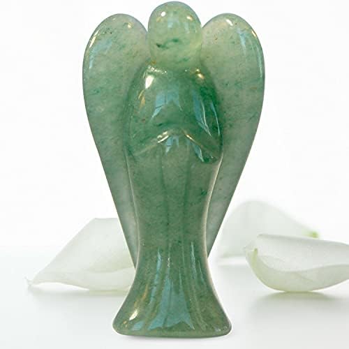 Original Pocket Guardian Angel with Serenity Prayer Card - Green Aventurine Healing Stone Figurine