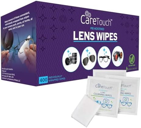 Care Touch Lens Wipes for Eyeglasses - 400 Count Portable Cleaners